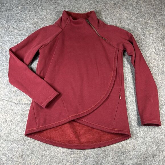 Athleta Womens Small Sweatshirt Cozy Karma Asymmetrical Pullover Athletic Red - Picture 1 of 10